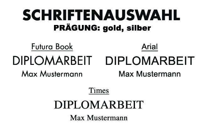 Diplomarbeiten / Masterarbeiten mit Hardcover und Beschriftung 