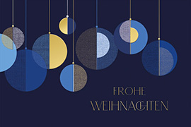 Weihnachtskarte Blau mit Kugeln 3319 