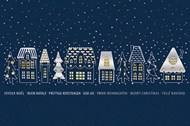 Weihnachtskarte mit blauen Häusern 2327 