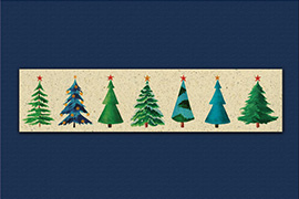 Weihnachtskarte Blau mit Bäumen 3321 