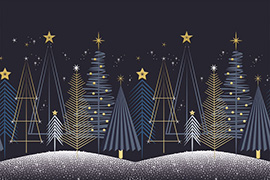 Weihnachtskarte Dunkel mit Bäumen 3315 