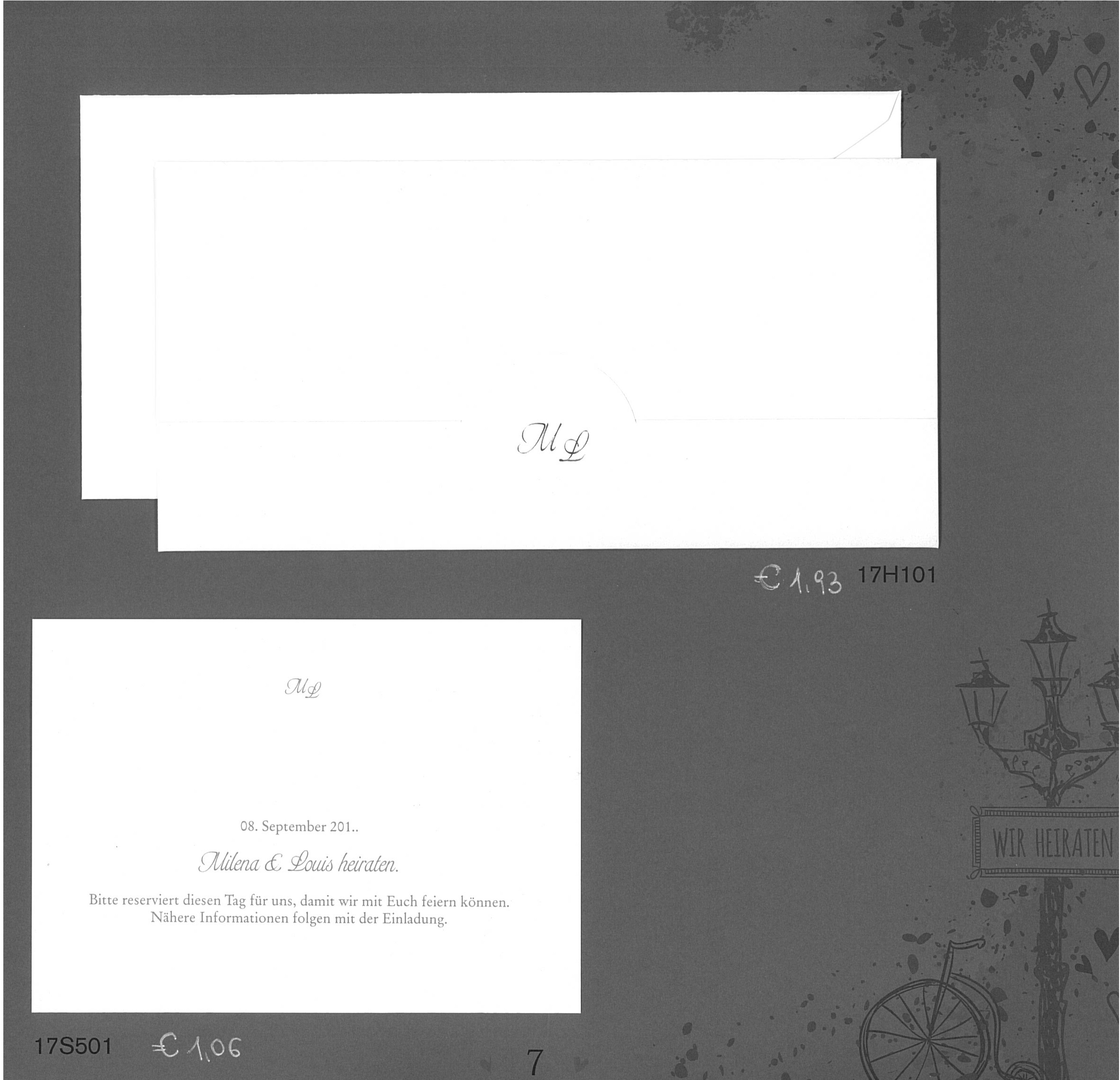 Hochzeitskarte - Menükarte 17M201 