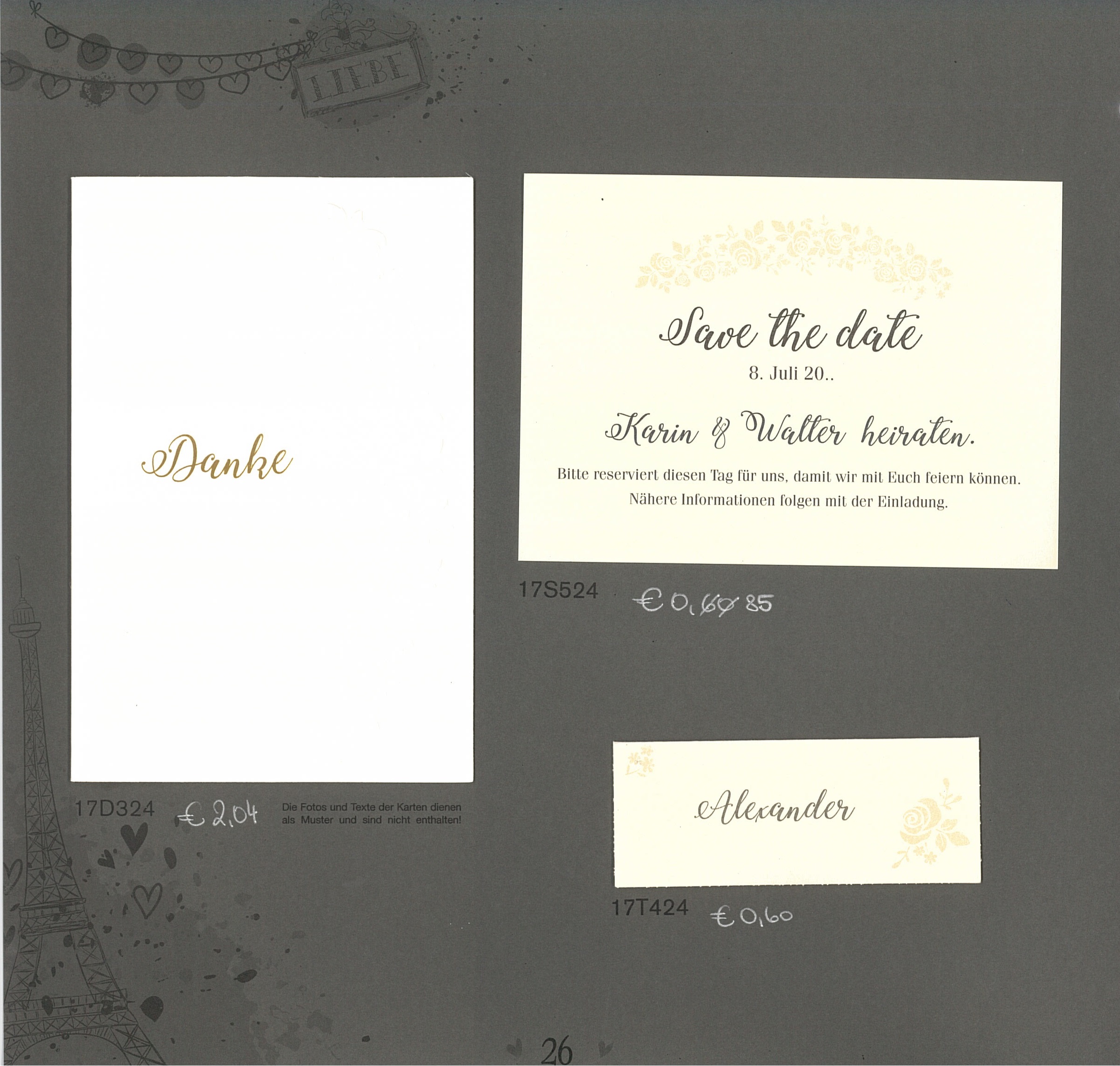 Hochzeitskarte - Menükarte 17M224 