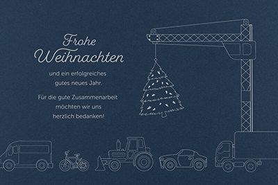Weihnachtskarte Fahrzeuge blau FW18431