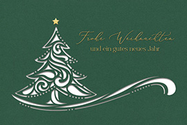 Weihnachtskarte Grün mit weißen Baum 3309