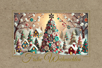 Weihnachtskarte Winterlandschaft Knöpfe - FW18455