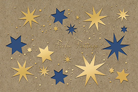 Weihnachtskarte mit blauen und goldenen Sternen 3329