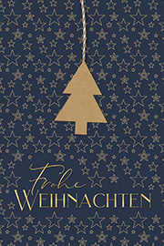 Weihnachtskarte Hochformat Dunkel mit Anhänger 3317