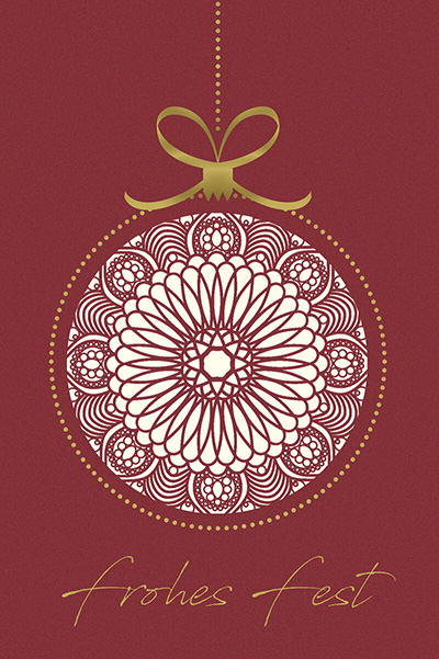 Weihnachtskarte Christbaumkugel rot FW18404
